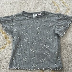 Zara Kids Charcoal Floral Tee